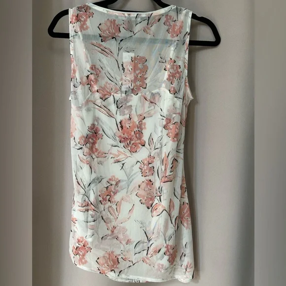 White House Black Market Asymmetrical Printed Mesh Tank - Picture 2 of 3